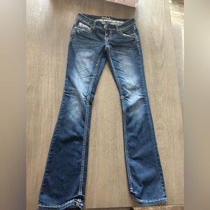 Amethyst Flared Jeans, Size 1, Dark Wash